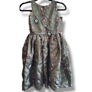 CHASING FIREFLIES Girls Gray Embroidered Boutique Fit & Flare Formal Party dress